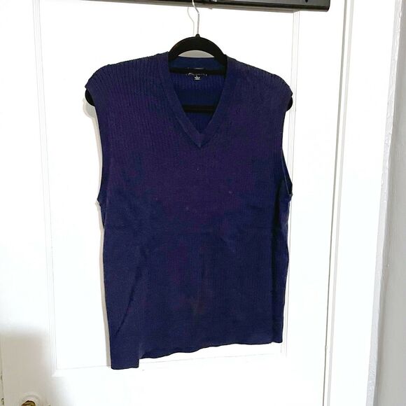 MONTEREY CLUB Cable Knit SWEATER VEST Lightweight Mens Large Golf Navy Blue - Picture 1 of 6